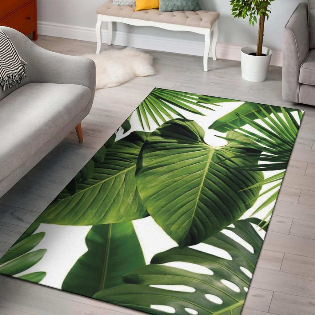 Tropical Palm Leaves Area Rug Chrismas Gift - Indoor Outdoor Rugs