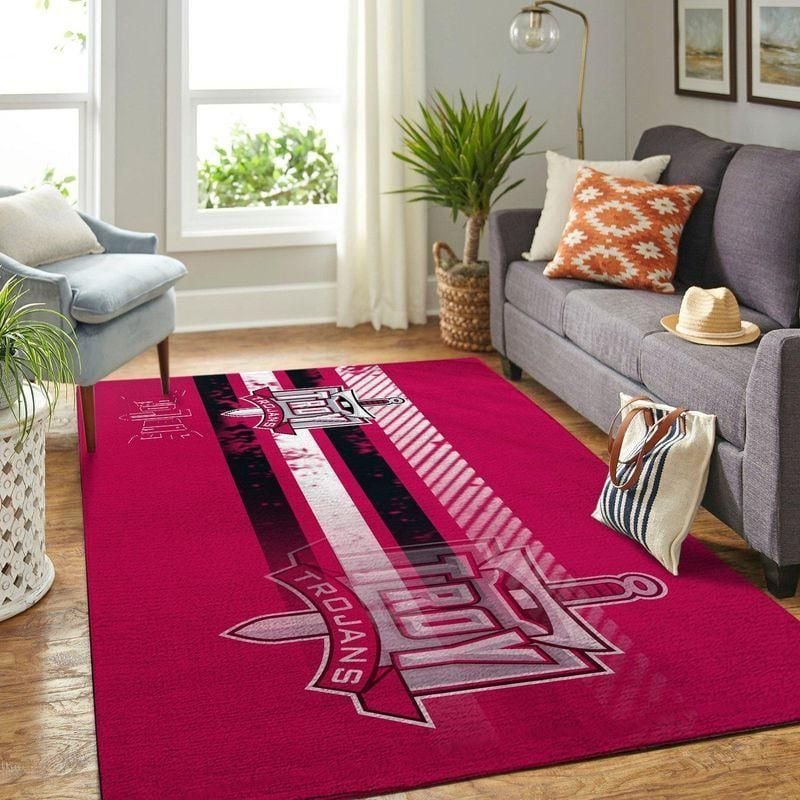 Troy Trojans Ncaa Rug Room Carpet Sport Custom Area Floor Home Decor - Indoor Outdoor Rugs