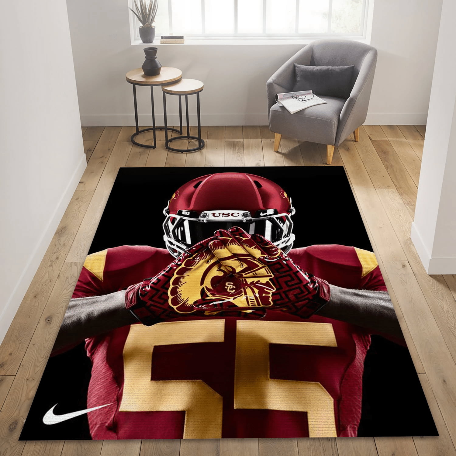 Usc Trojans Football Gloves Reangle Area Rug