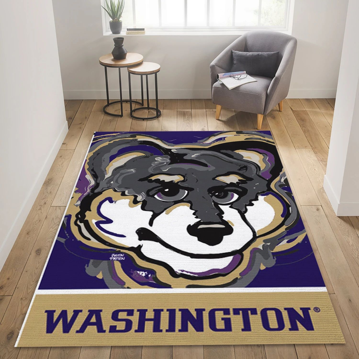 Washington Huskies College Team Area Rug For Christmas