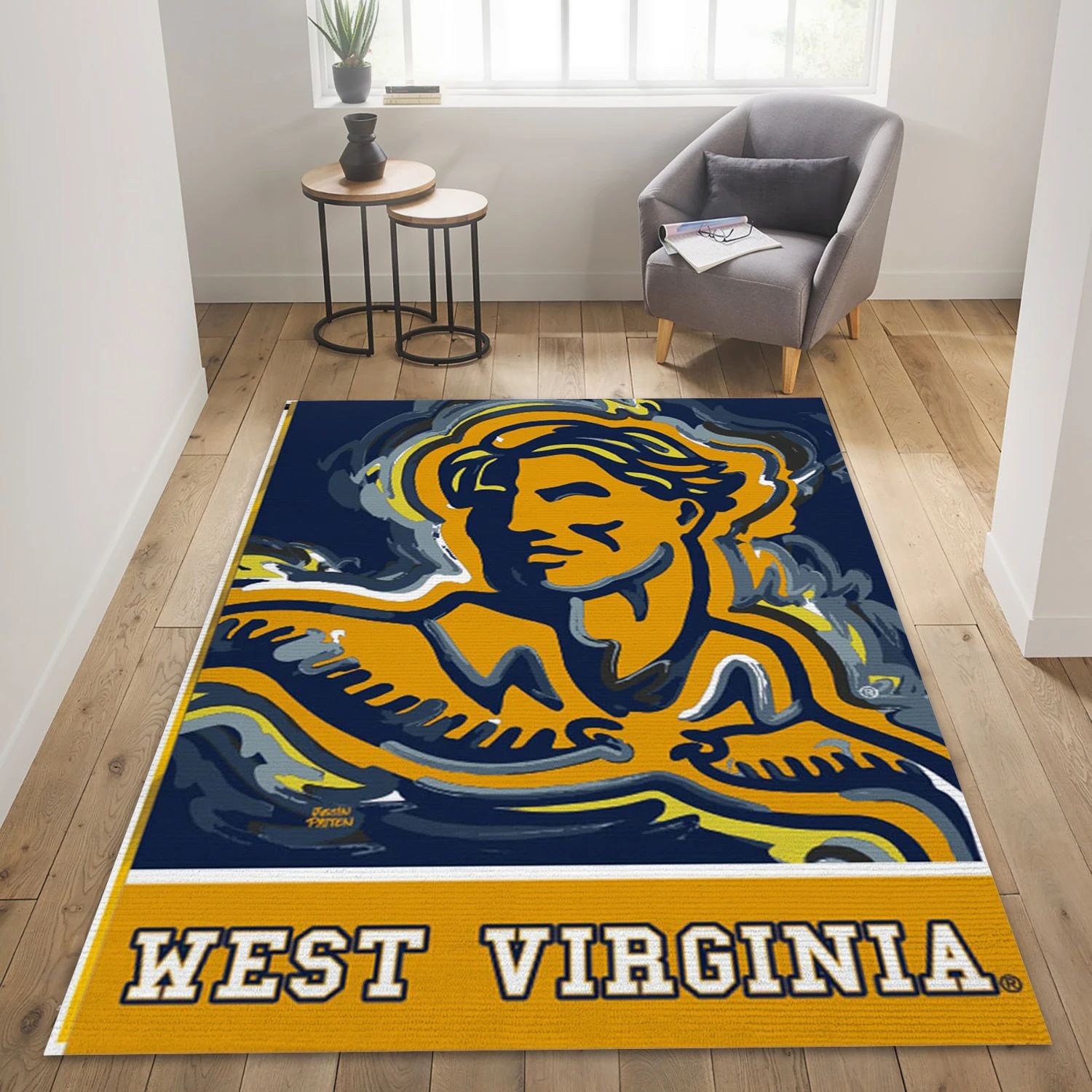 West Virginia Mountaineers College Team Area Rug Carpet