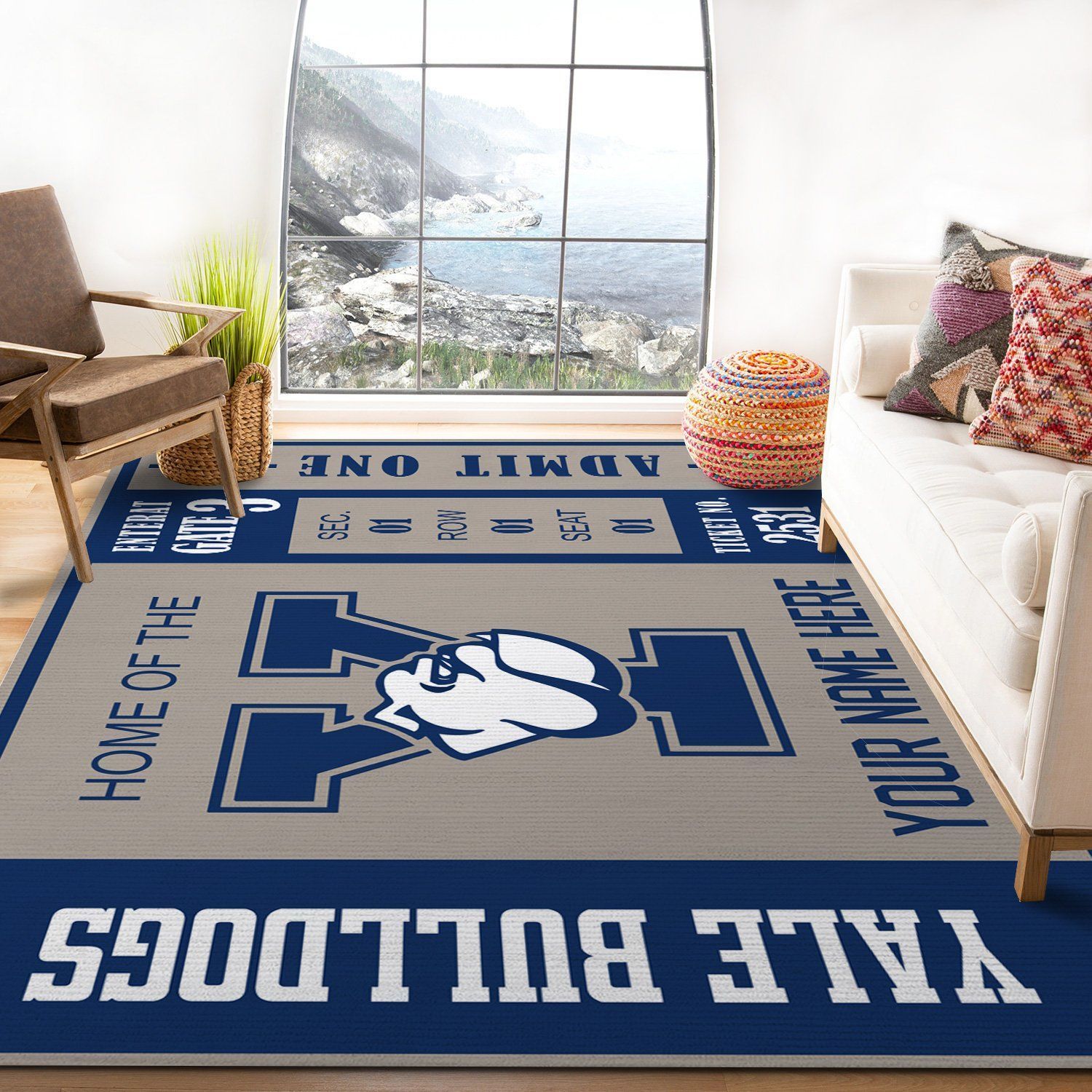 Yale Bulldogs Ncaa Customizable Rug