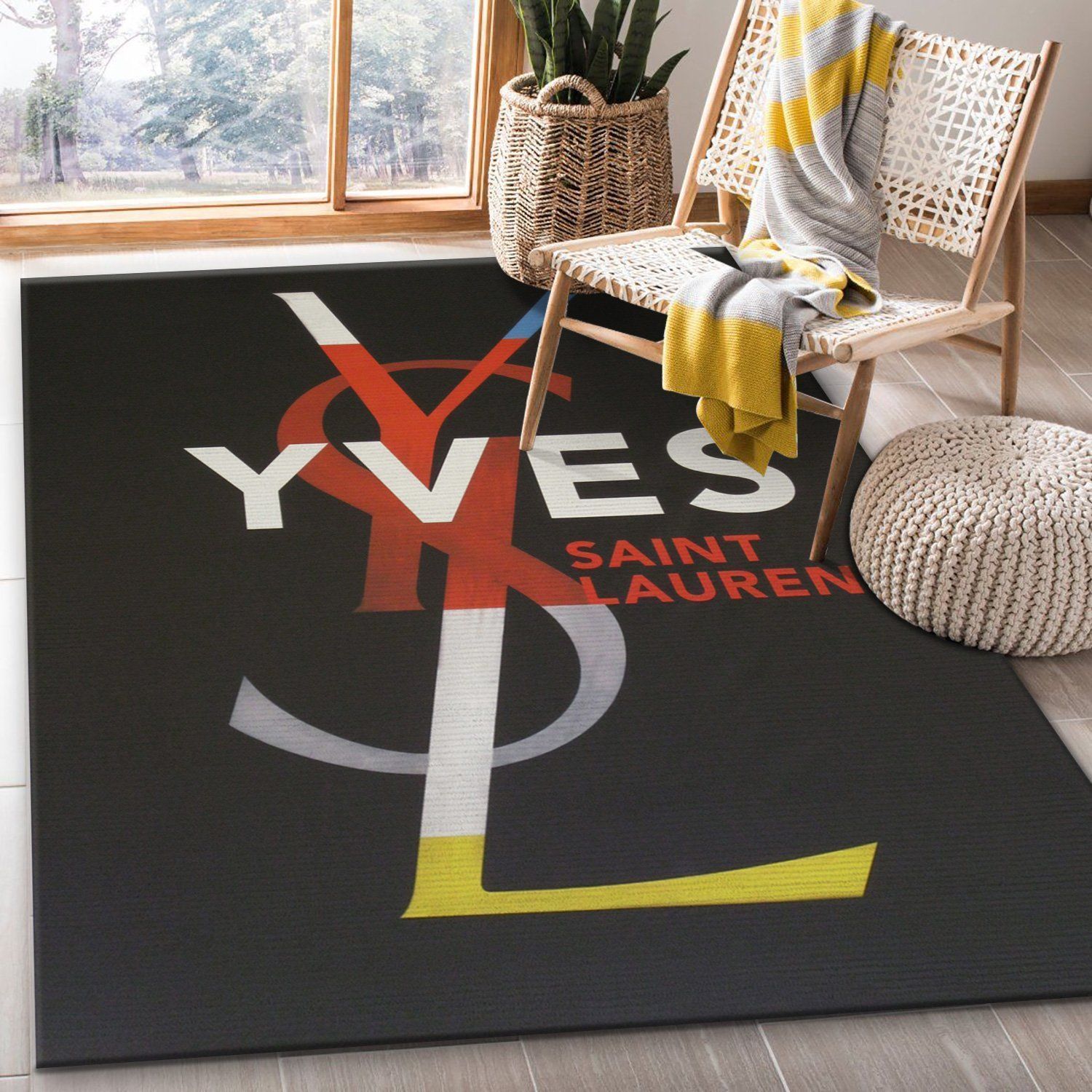 Yves Saint Laurent V2 Area Rug Bedroom Rug Christmas Gift US Decor - Indoor Outdoor Rugs