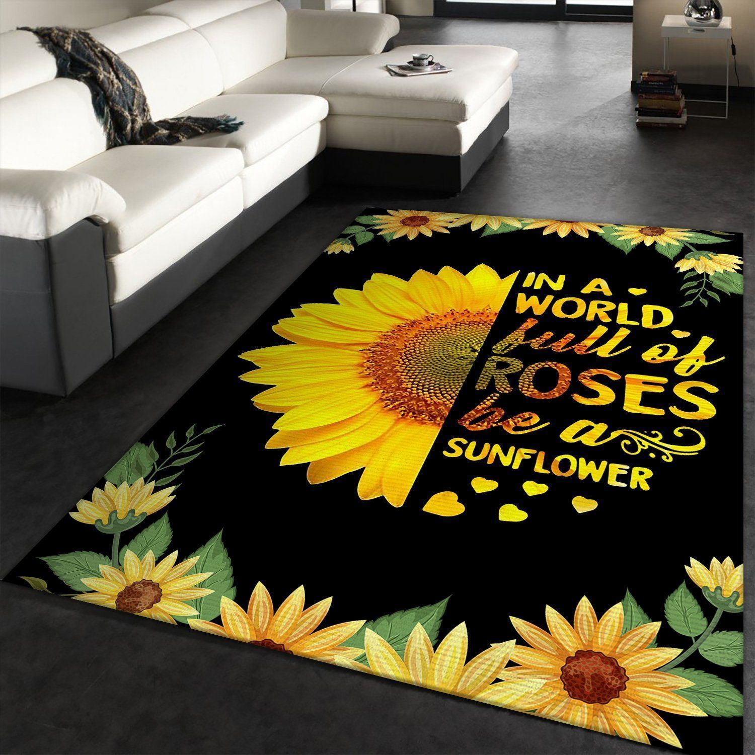 in world full of roses be sunflower hippie life rug Floor Rugs - Indoor Outdoor Rugs