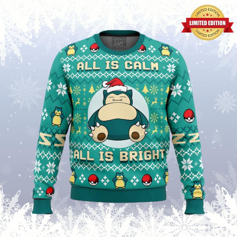 All is Calm All Bright Snorlax Pokemon Ugly Sweaters For Men Women