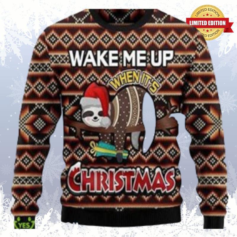 Amazon_Com_ Sloth Wake Me Up Christmas Ugly Sweaters For Men Women