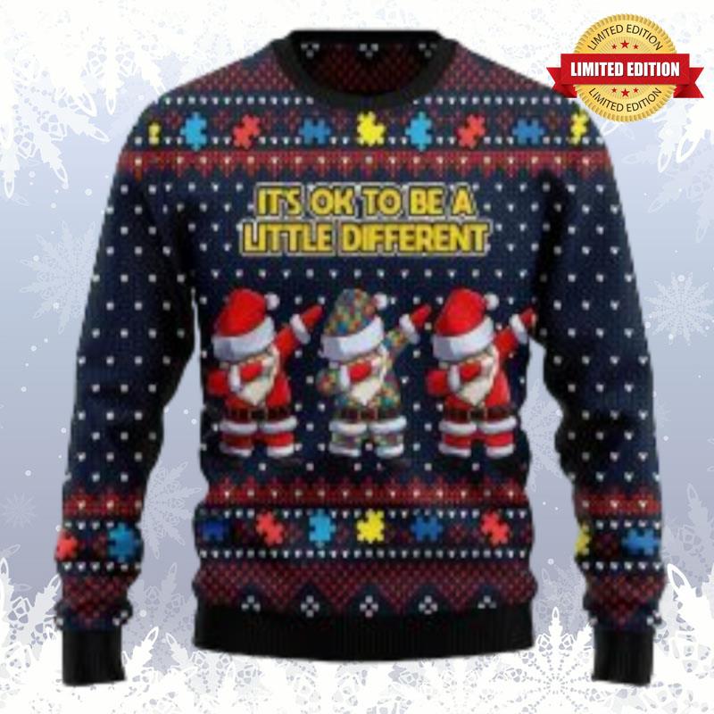 Autism Awareness Funny Santa Clauses It'S Ok To Be A Little Different Ugly Sweaters For Men Women