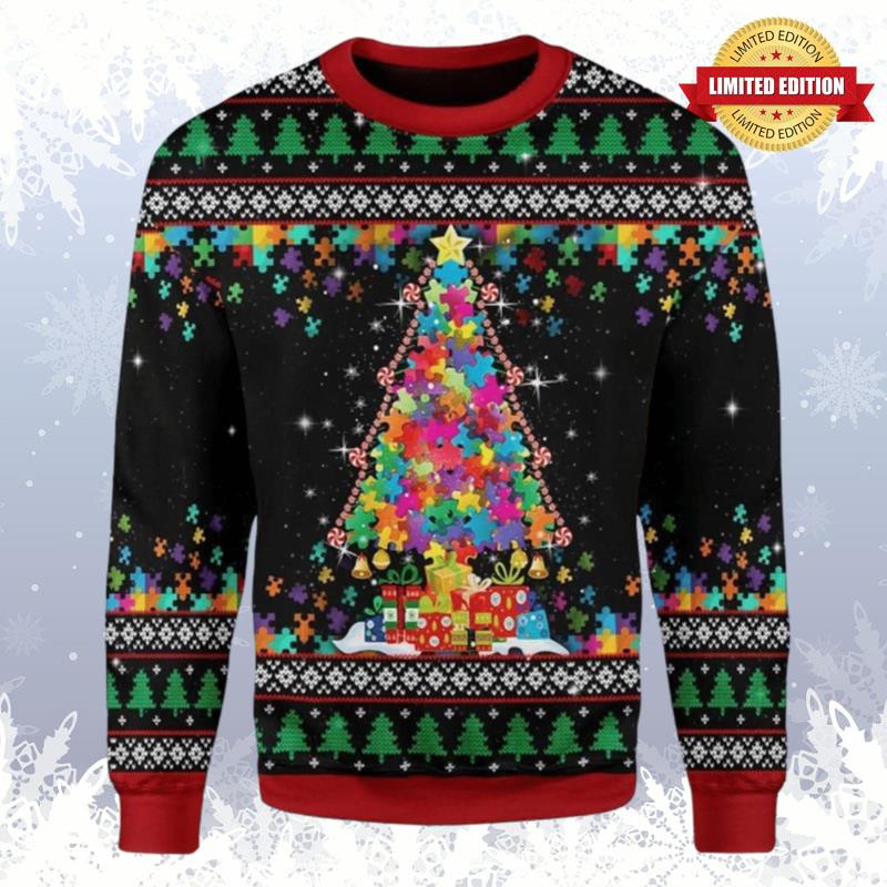 Autism Christmas Tree Ugly Sweaters For Men Women