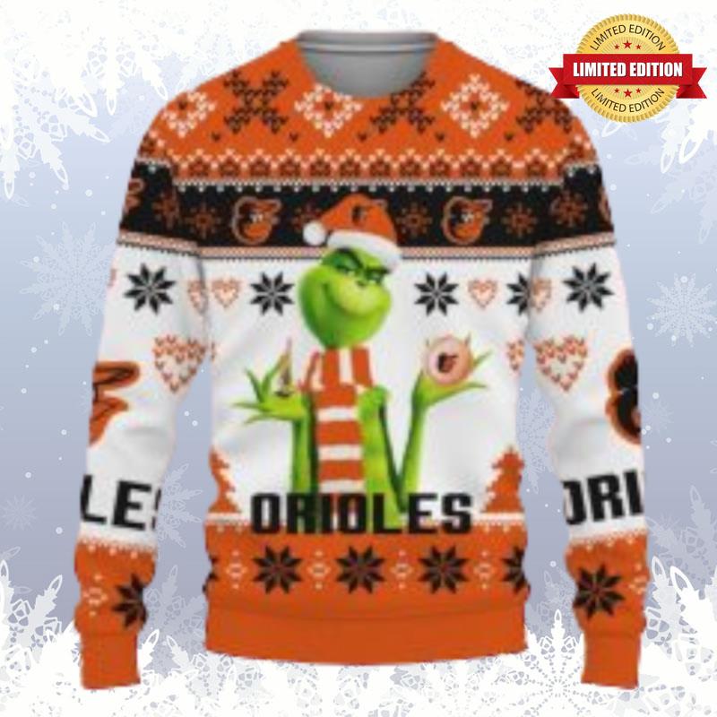 Baltimore Orioles Baseball American Grinch Christmas Ugly Sweaters For Men Women