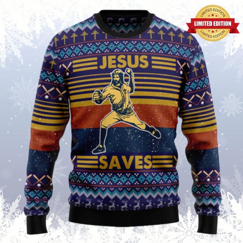 Baseball Jesus Save Ugly Sweaters For Men Women