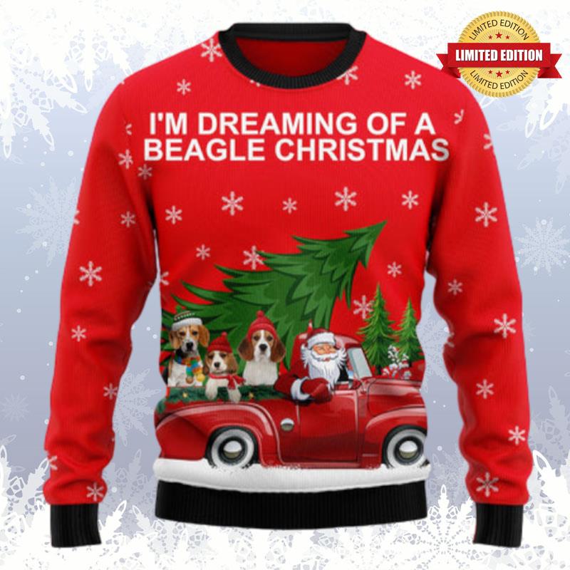 Beagle And Red Truck Ugly Sweaters For Men Women