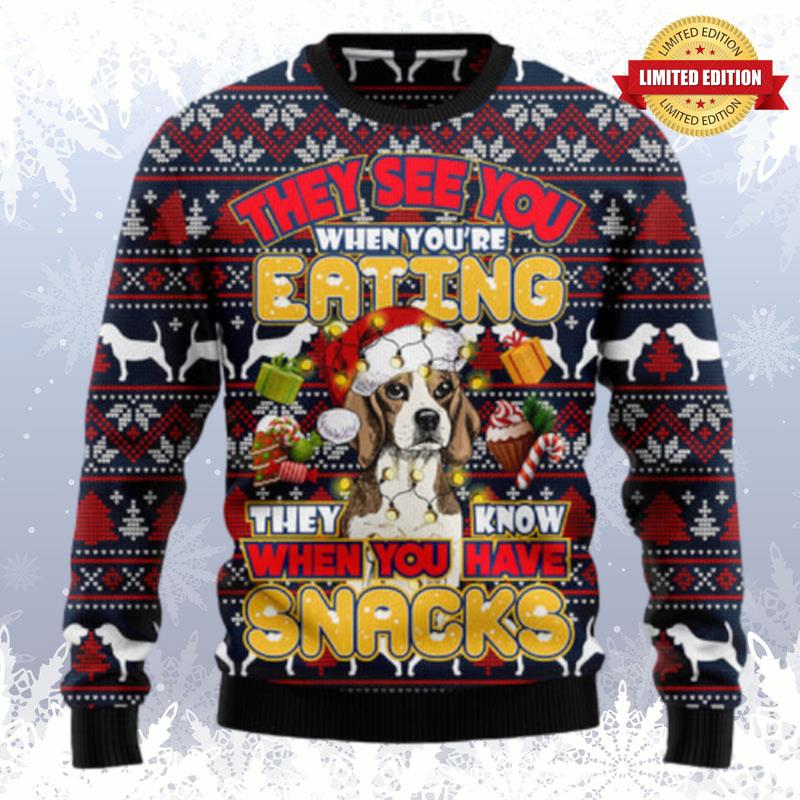 Beagle They Know When You Have Snacks Ugly Sweaters For Men Women