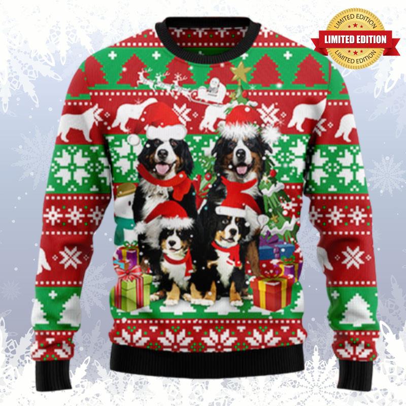 Bernese Mountain Dog Family Ugly Sweaters For Men Women