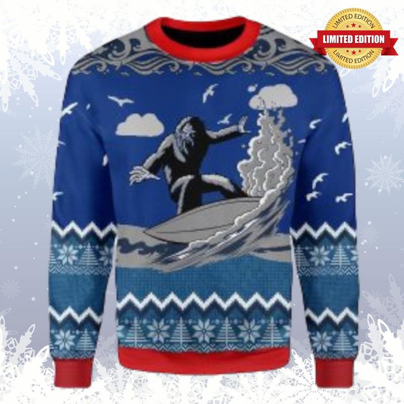 Bigfoot Surfing Ugly Sweaters For Men Women