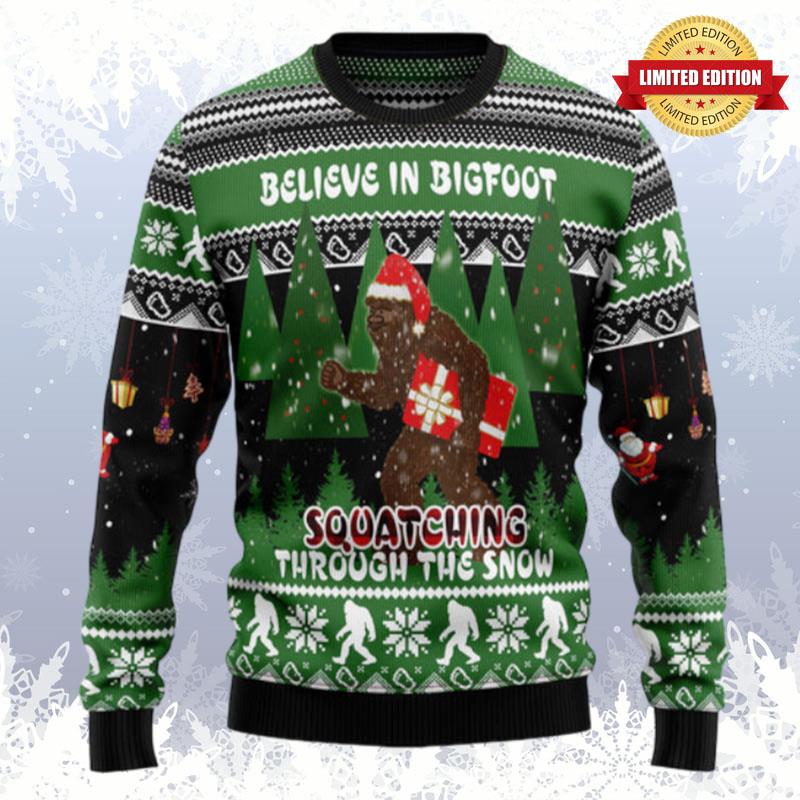 Bigfoot Through Snow Ugly Sweaters For Men Women