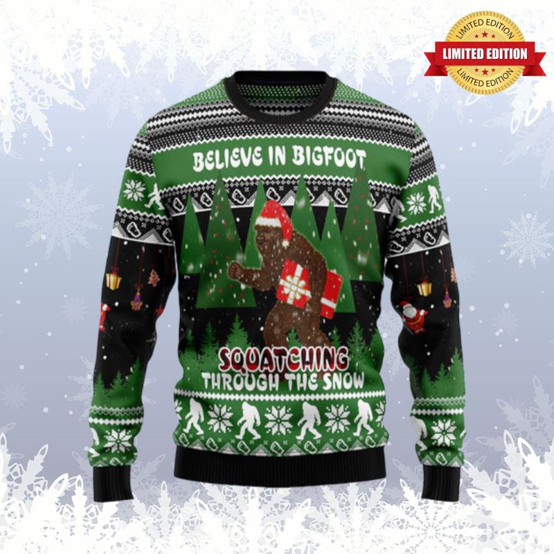 Bigfoot Through Snow Ugly Sweaters For Men Women