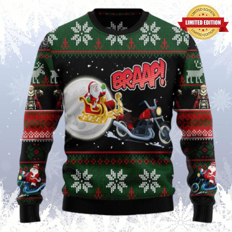 Biker Santa Xmas Ugly Sweaters For Men Women