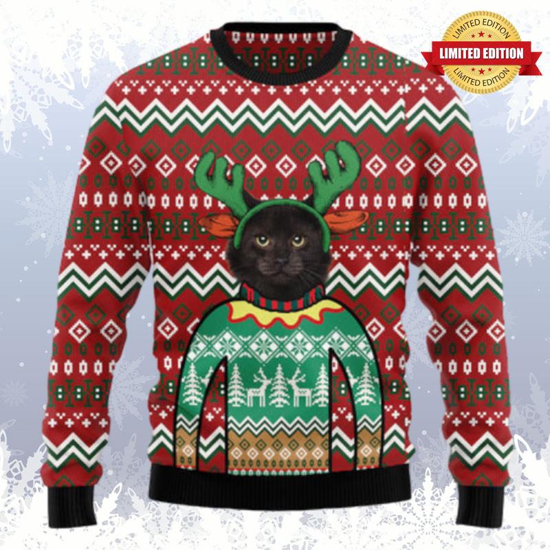 Black Cat Christmas Awesome Ugly Sweaters For Men Women