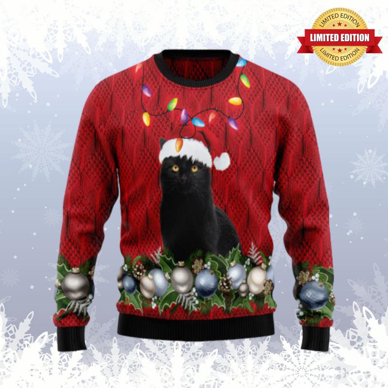 Black Cat Christmas Beauty Ugly Sweaters For Men Women