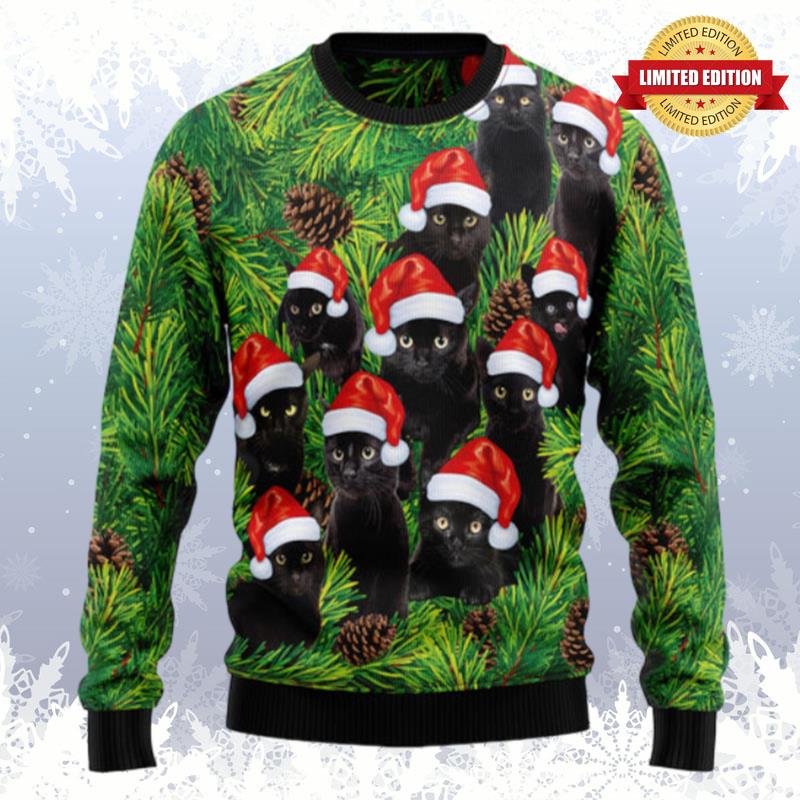 Black Cat Christmas Tree TG5116 Ugly Christmas Sweater Ugly Sweaters For Men Women