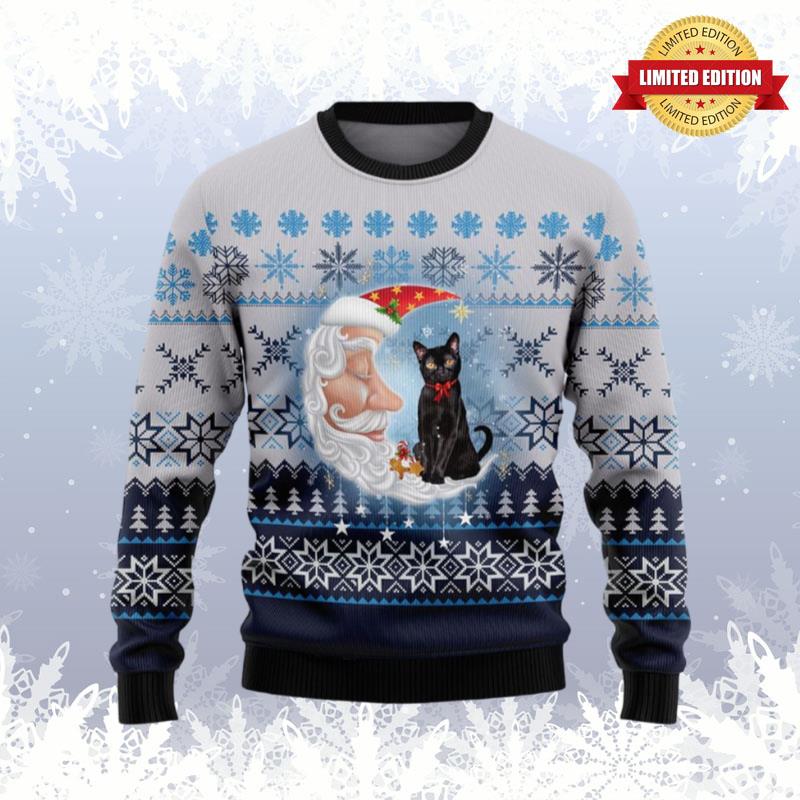 Black Cat Christmas Tree Ugly Sweaters For Men Women - RugControl