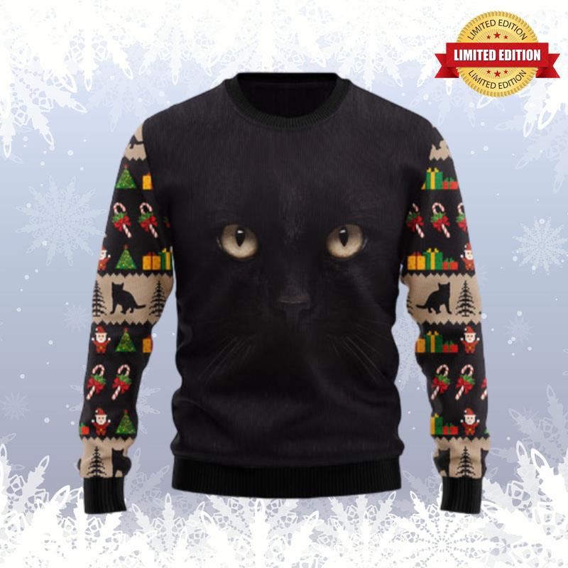 Black Cat Cute Face Ugly Sweaters For Men Women