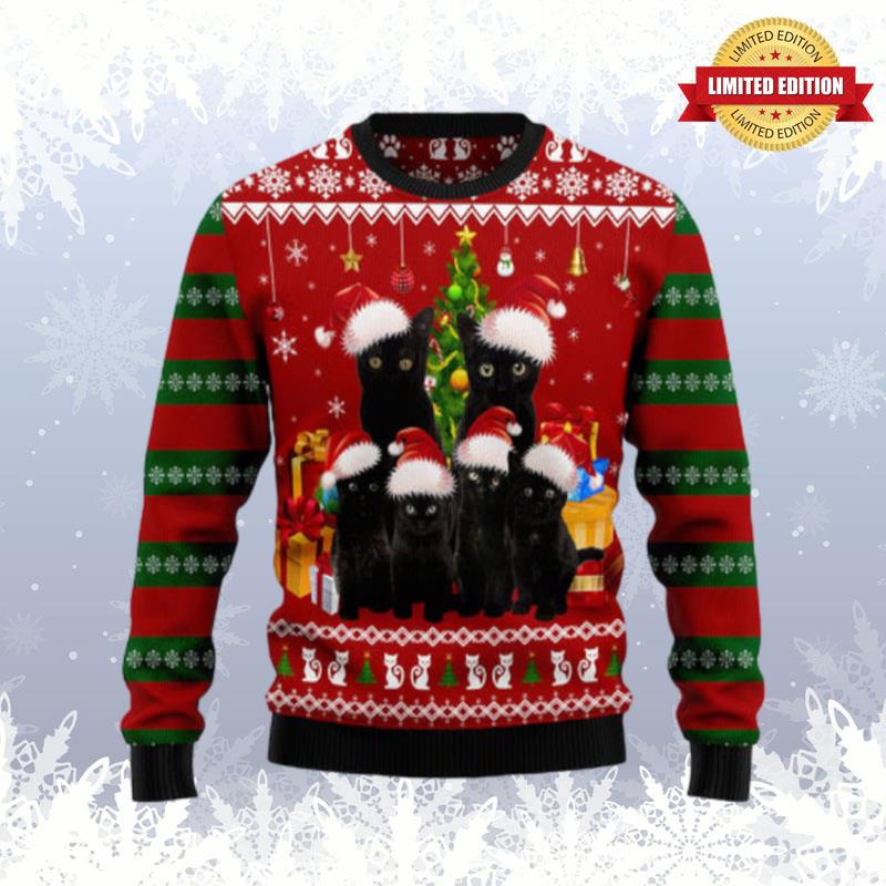Black Cat Family Christmas Ugly Sweaters For Men Women