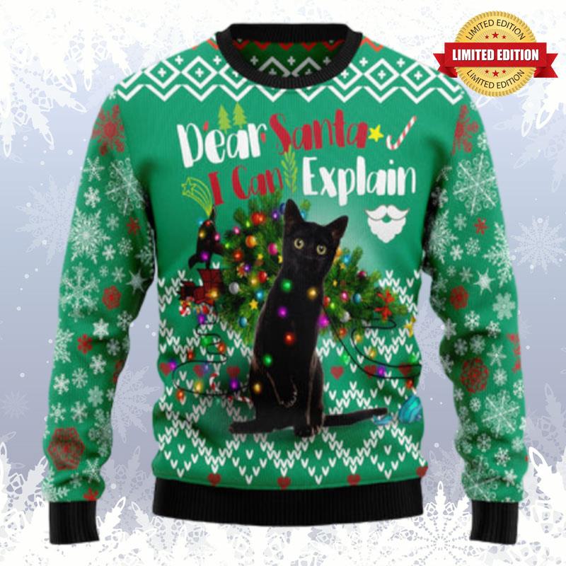 Black Cat I Can Explain Christmas Ugly Sweaters For Men Women
