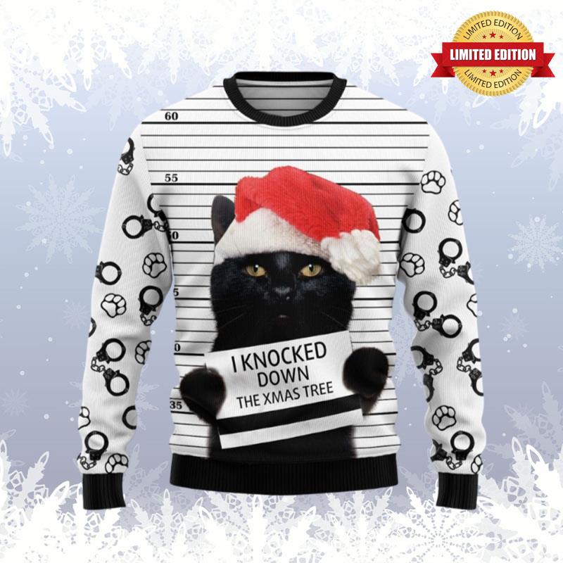 Black Cat Inside Tree Ugly Sweaters For Men Women