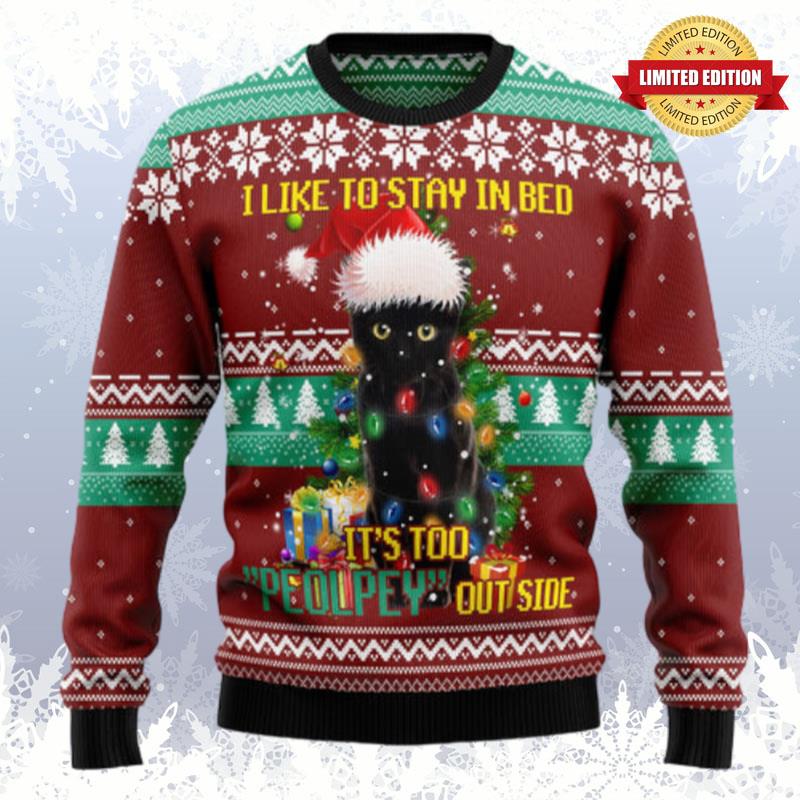 Black Cat Like Stay To In Bed Xmas Ugly Sweaters For Men Women