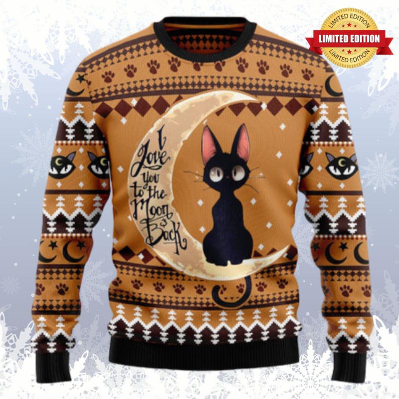Black Cat Moon And Back Ugly Sweaters For Men Women