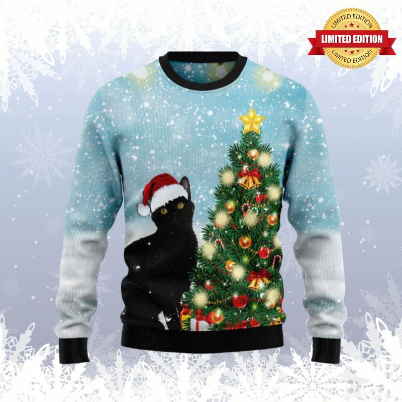 Black Cat Naughty List Ugly Sweaters For Men Women - RugControl