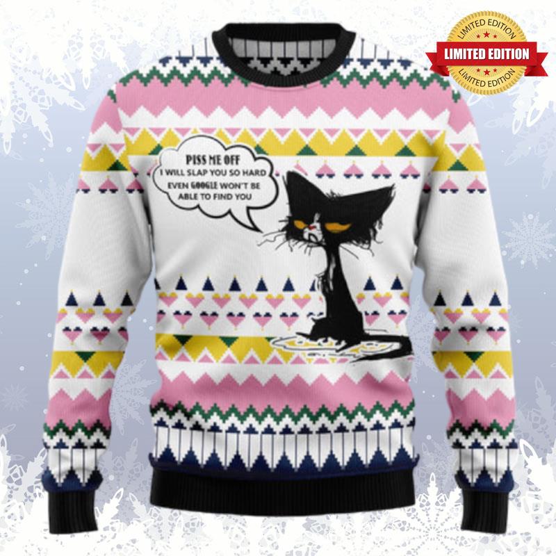 Black Cat Piss Me Off Ugly Sweaters For Men Women