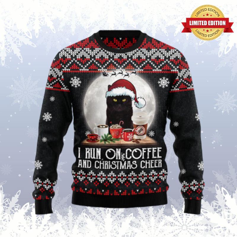 Black Cat Run On Coffee Ugly Sweaters For Men Women