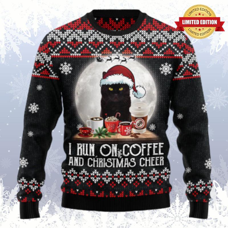 Black Cat Run On Coffee Ugly Sweaters For Men Women