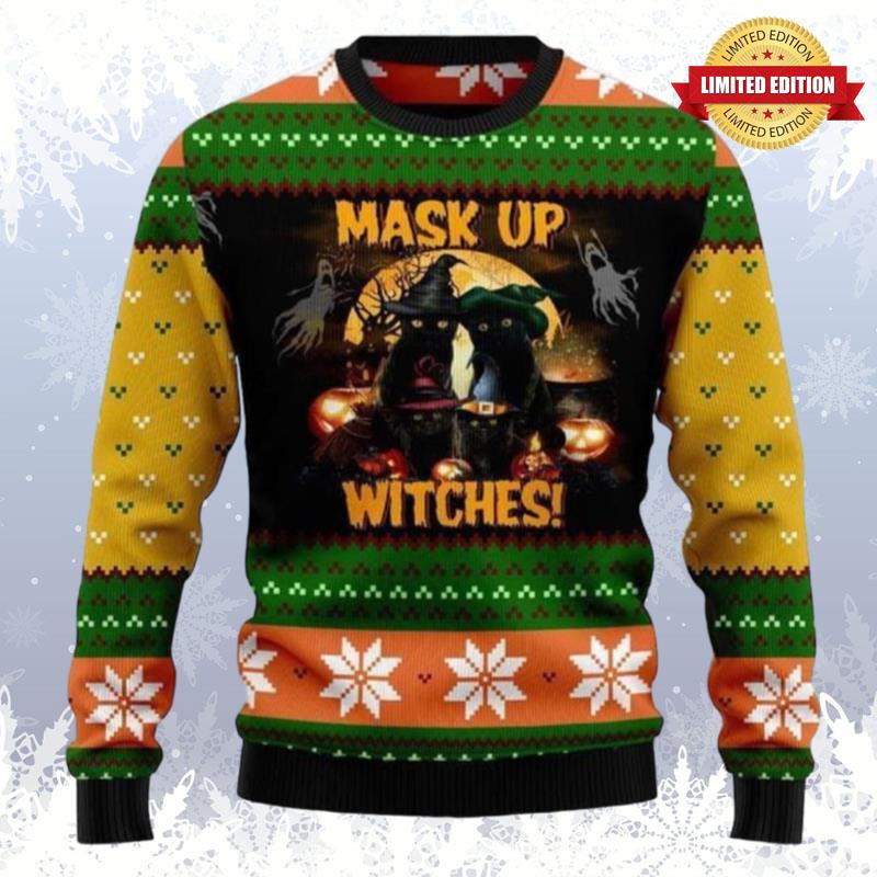 Black Cat Witches Ugly Sweaters For Men Women