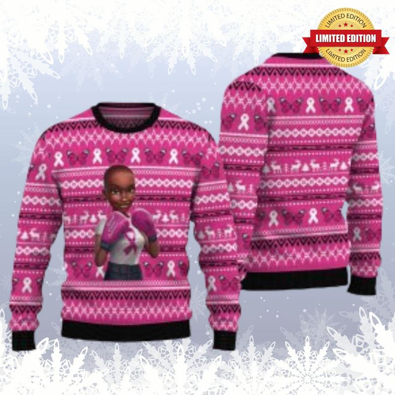 Black Queen Breast Cancer Awareness Christmas Ugly Sweaters For Men Women