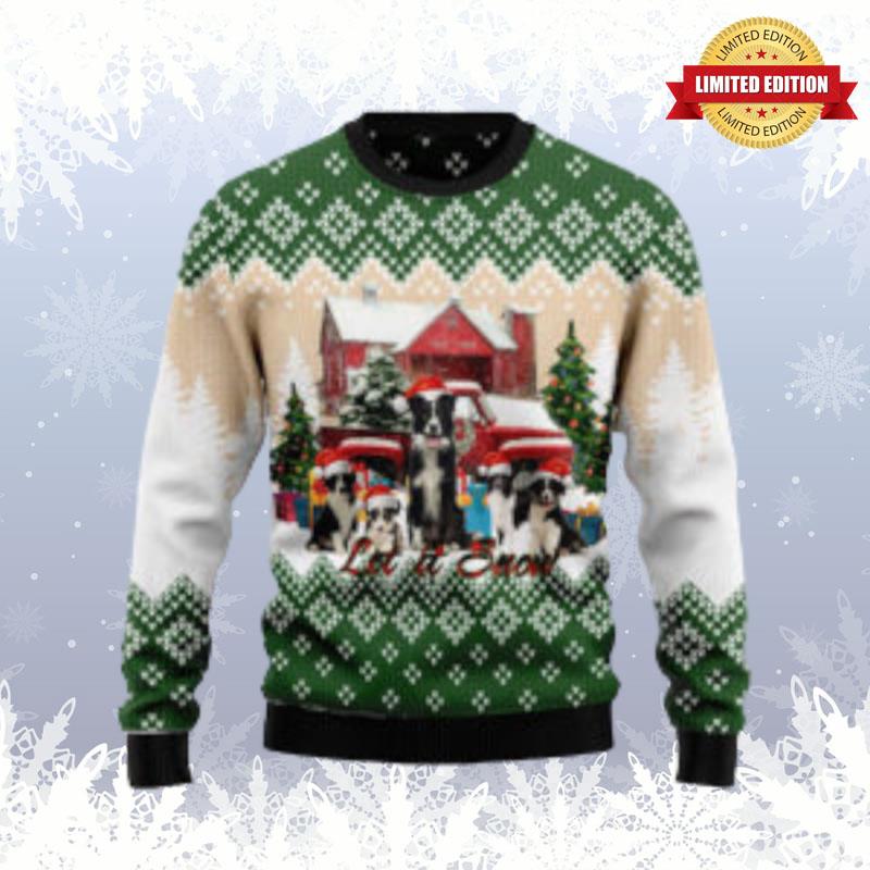 Border Collie Let It Snow Dog Ugly Sweaters For Men Women