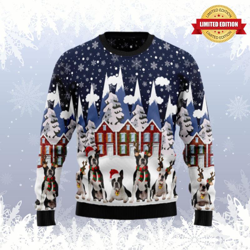 Boston Terrier Family Ugly Sweaters For Men Women