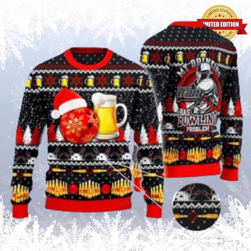 Bowling And Beer Lovers Snowflake Pattern Ugly Sweaters For Men Women