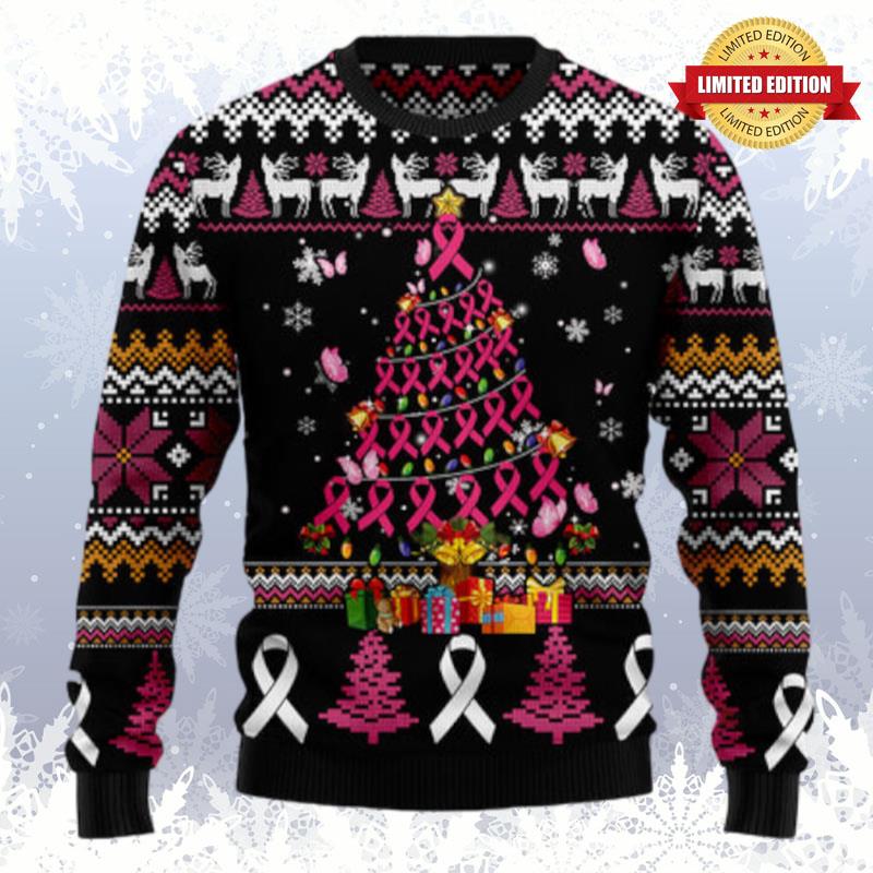Breast Cancer Awareness Christmas Tree Ugly Sweaters For Men Women