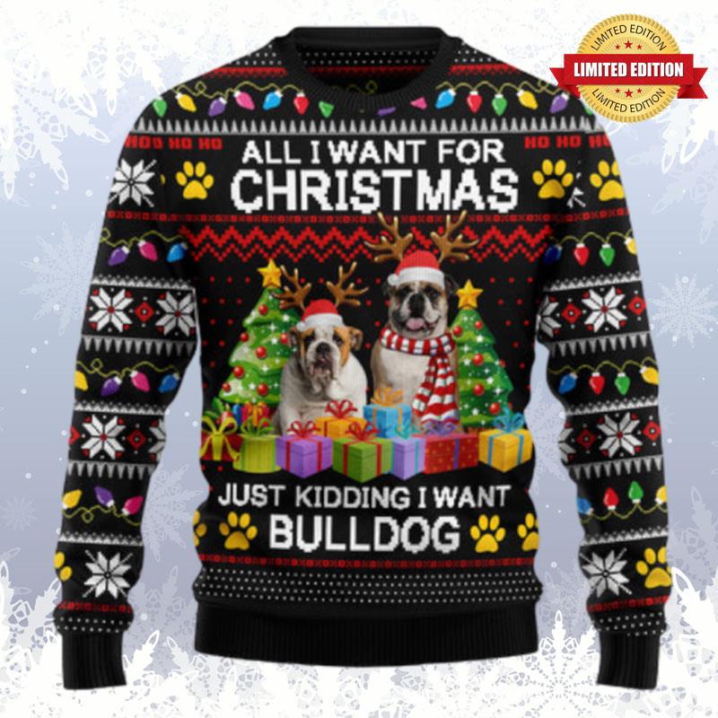 Bulldog Christmas Ugly Sweaters For Men Women