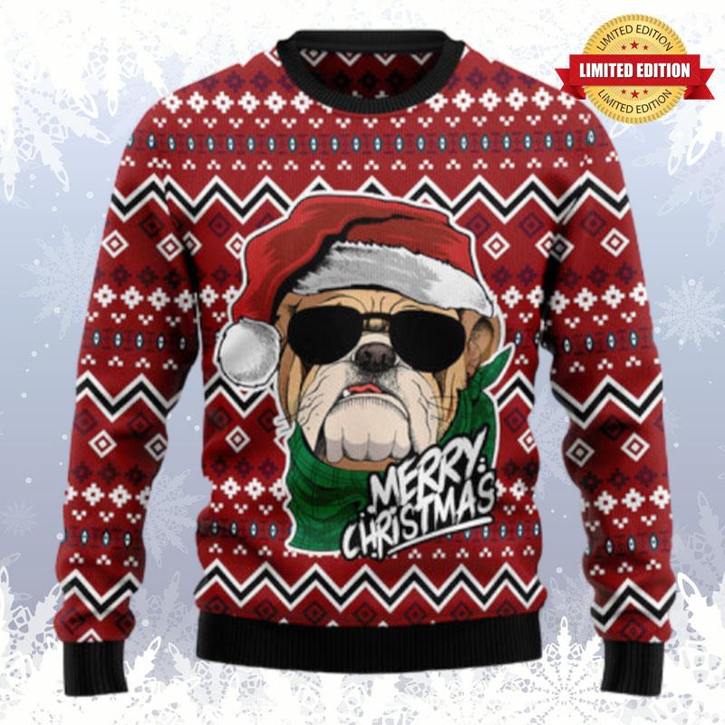Bulldog Merry Christmas Ugly Sweaters For Men Women
