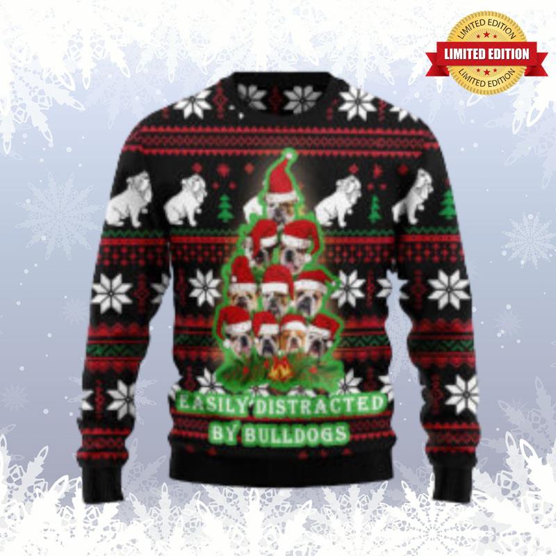 Bulldog Pine Tree Christmas 2 Ugly Sweaters For Men Women