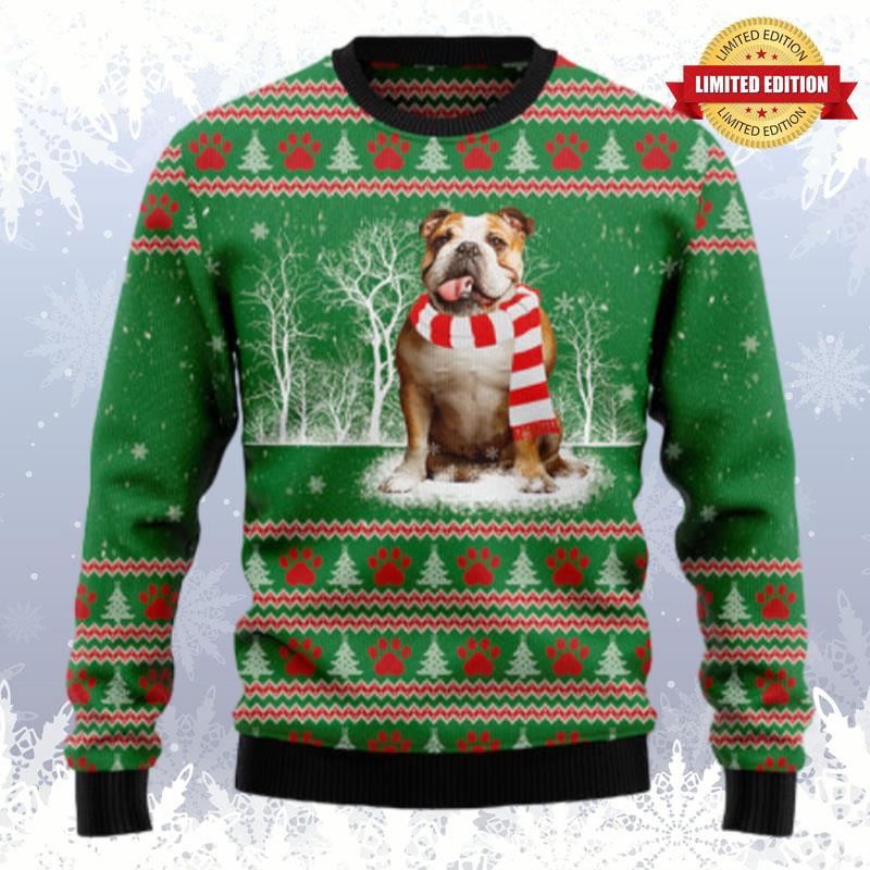 Bulldog Winter Tree Ugly Sweaters For Men Women