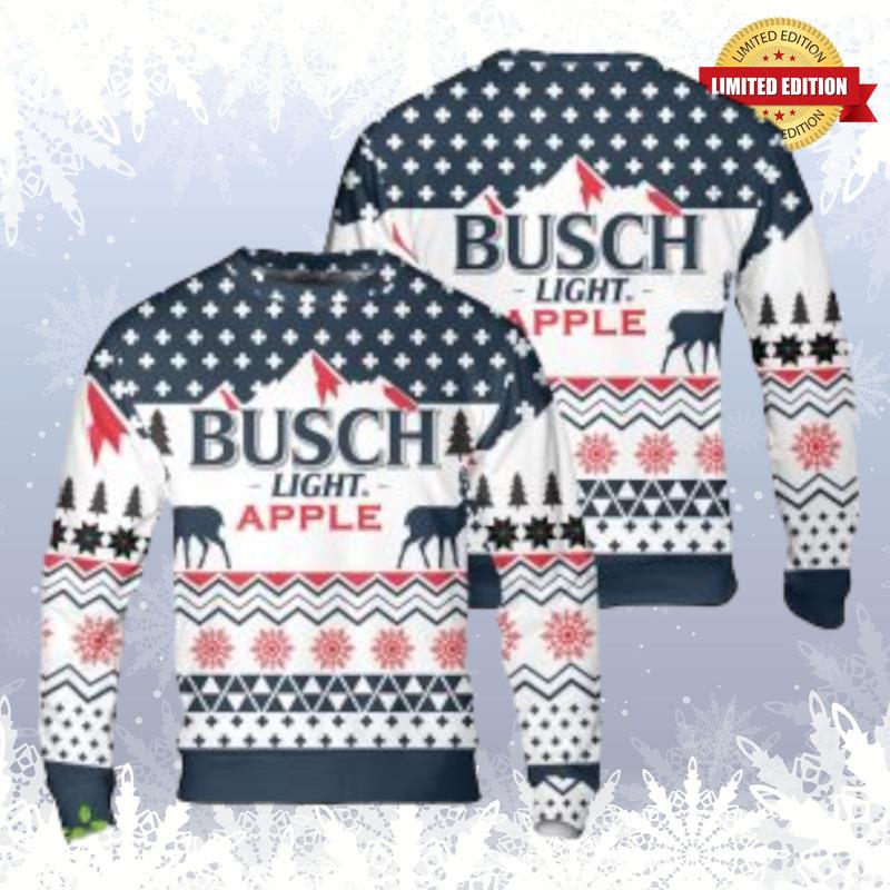 Busch Light Apple Christmas Ugly Sweaters For Men Women