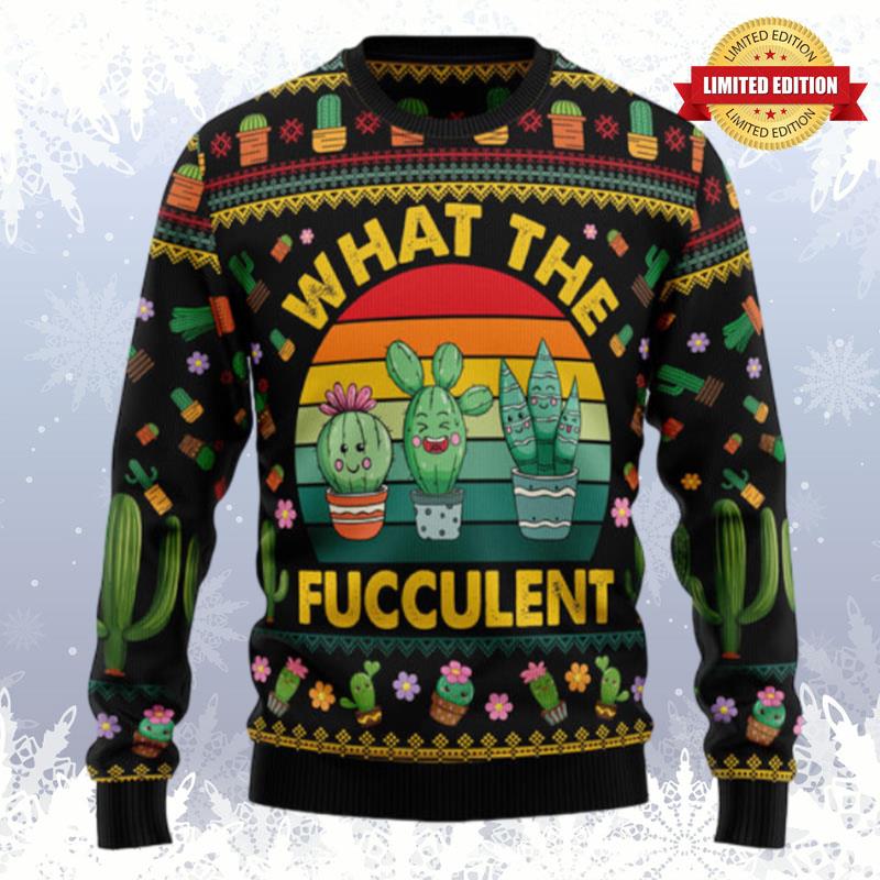 Cactus What The Fucculent Ugly Sweaters For Men Women