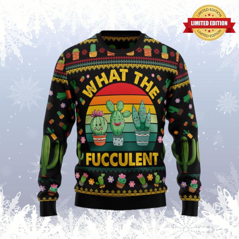 Cactus What The Fucculent Ugly Sweaters For Men Women