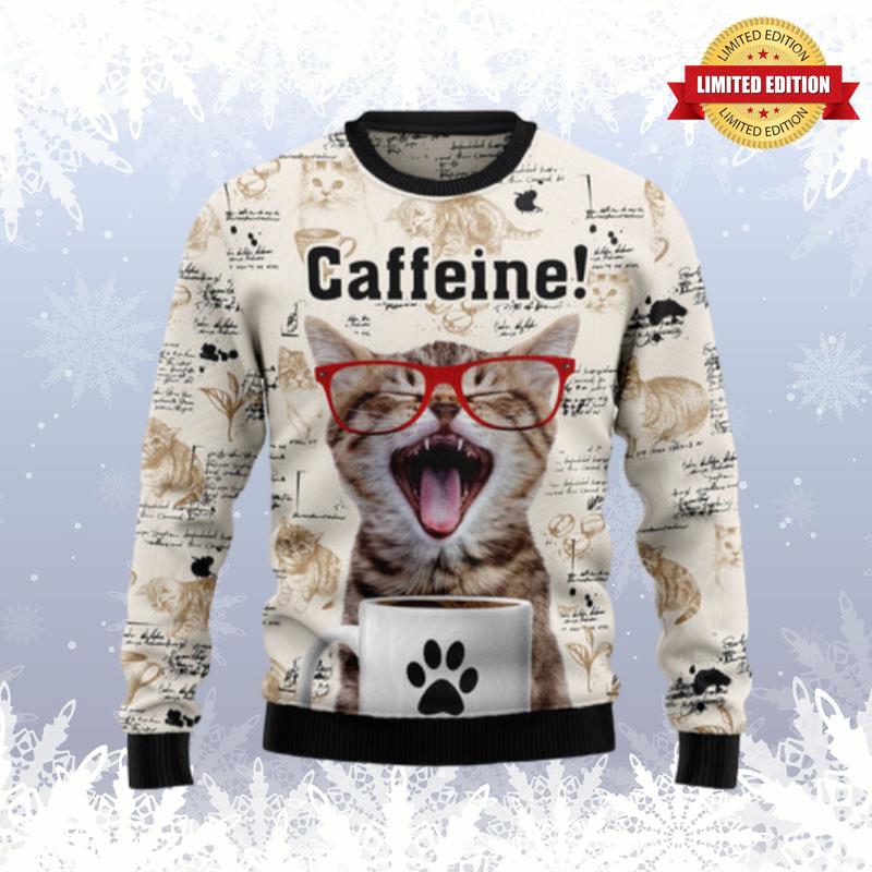 Cat Caffeine Ugly Sweaters For Men Women