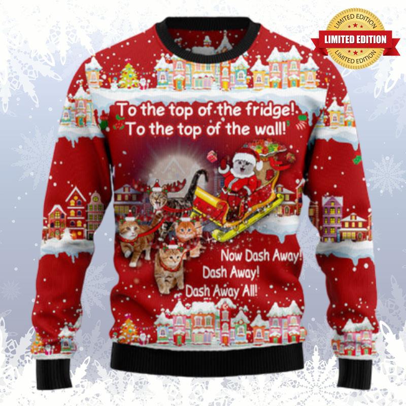 Cat Sleigh Christmas Ugly Sweaters For Men Women